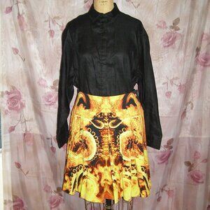🔥 size 10 GIVENCHY Pleated Skirt FIRE Print